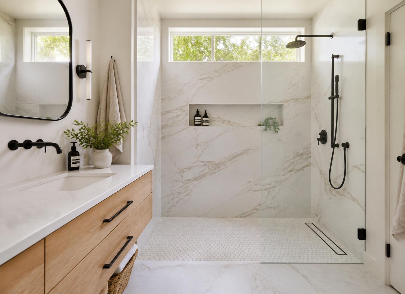 Curbless walk-in shower — Grapevine